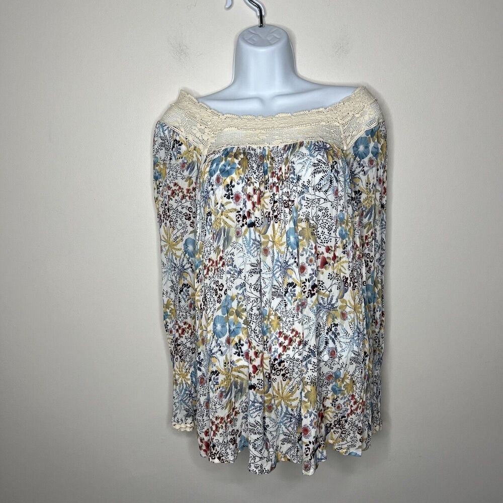 Sundance Womens‎ Top Size XS Floral Lace Cottagecore Gauzy Peasant Flowy